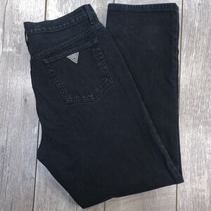 Vintage Guess Jeans Mens Size 36x32 Relaxed Straight Leg Black Denim Pants USA